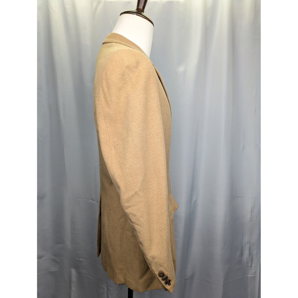 Oxxford Clothes Barneys NY Pure Camel Hair Blazer Tan Mens 38 40 Exmoor VTG FLAW - Picture 15 of 16